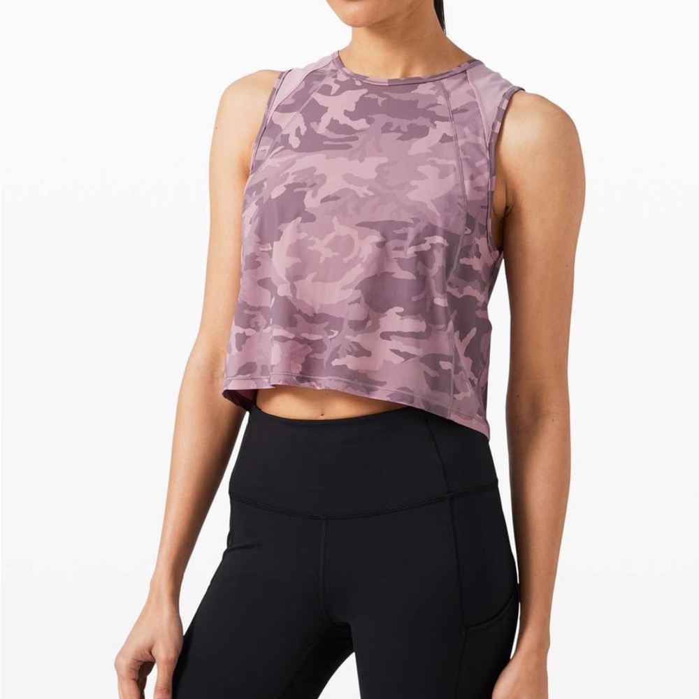 Lululemon sculpt tank cropped in incognito camo pink